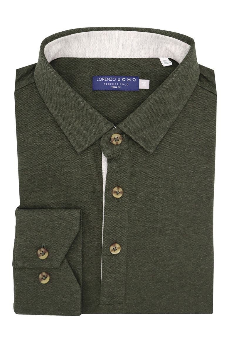 Long Sleeve Button-Up Polo, Main, color, HUNTER