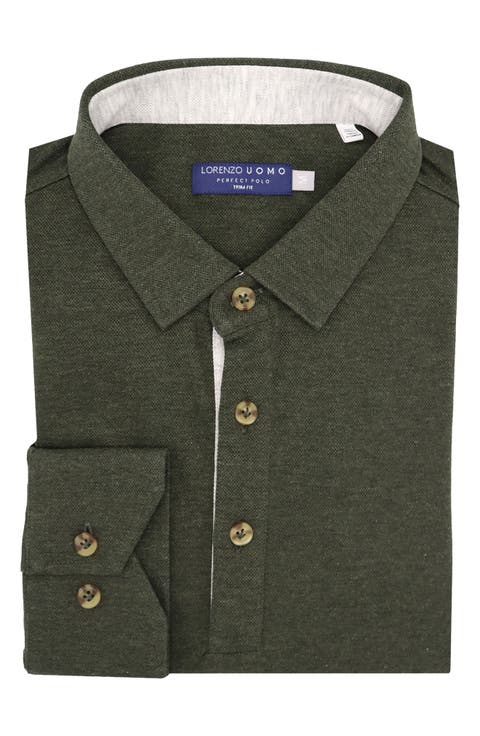 Long Sleeve Button-Up Polo
