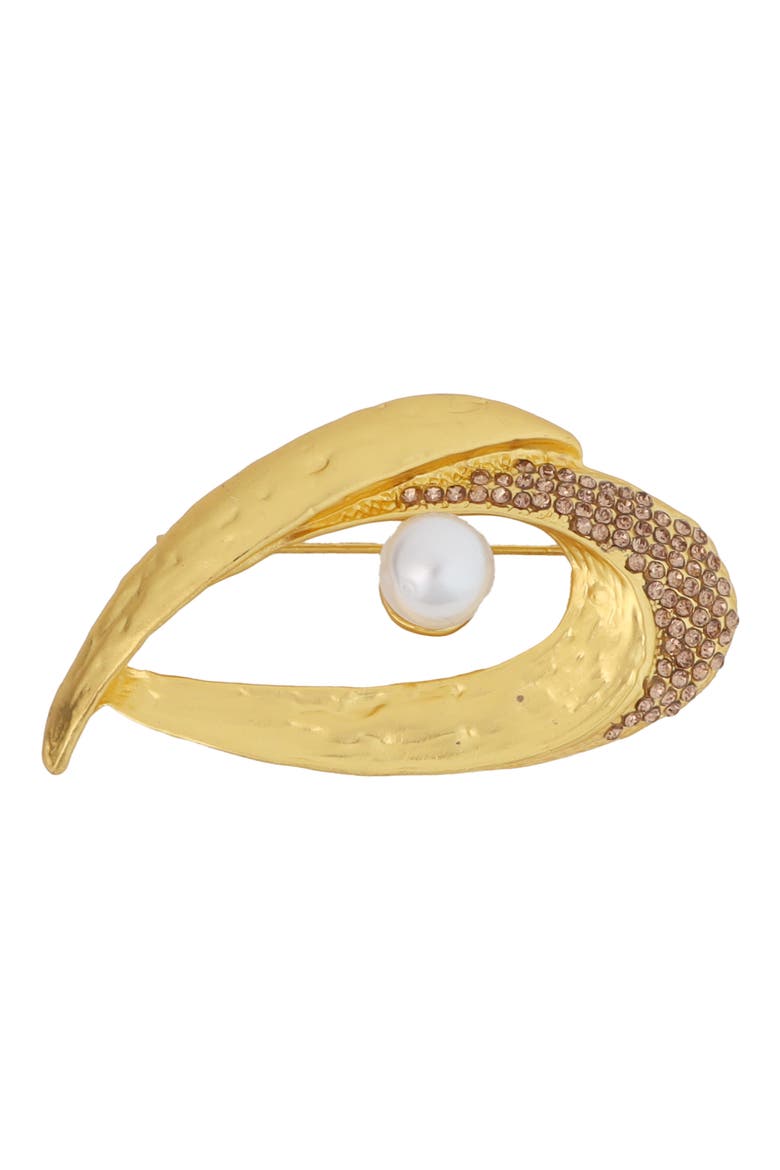 Pavé Faux Pearl Brooch, Main, color, WHITE