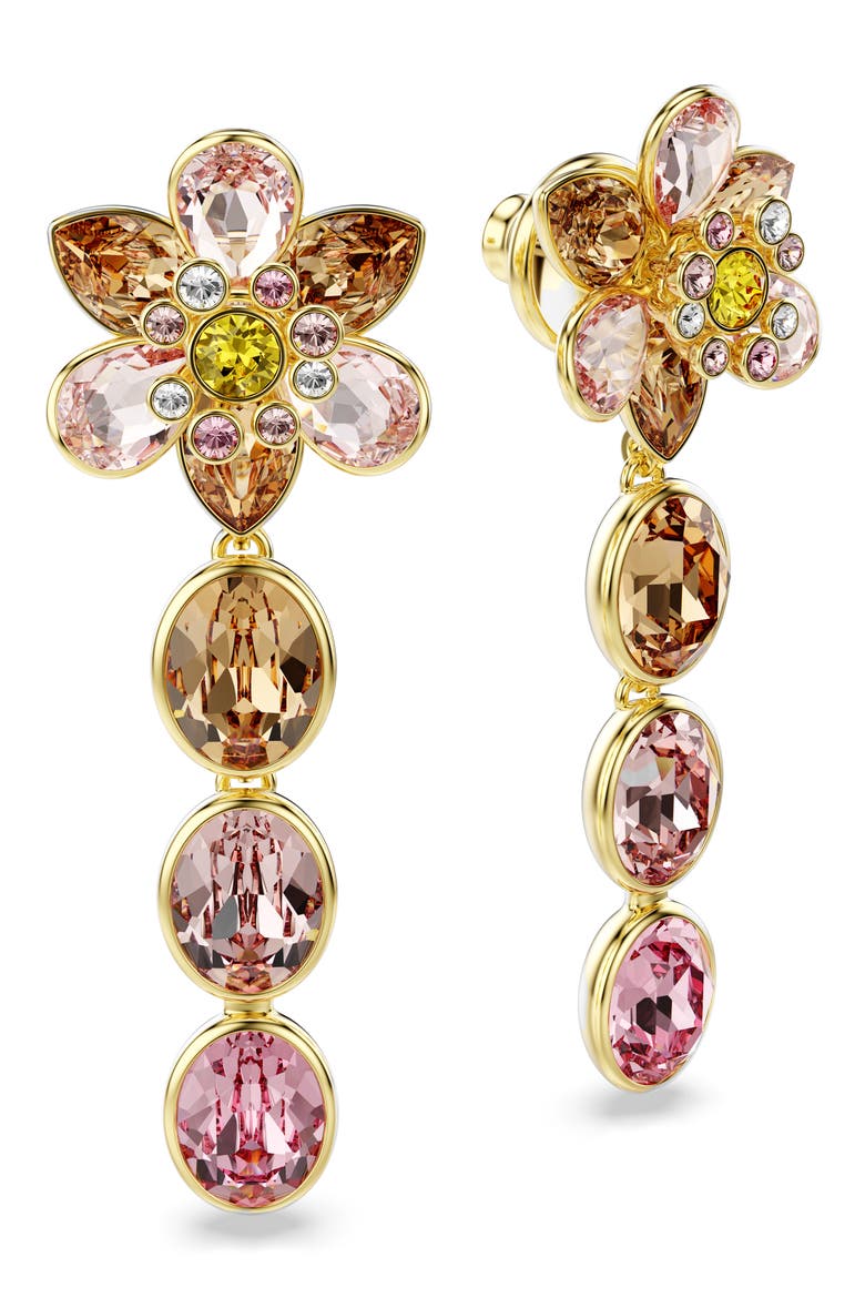Idyllia Flower Drop Earrings, Alternate, color, GOLD/ MULTI