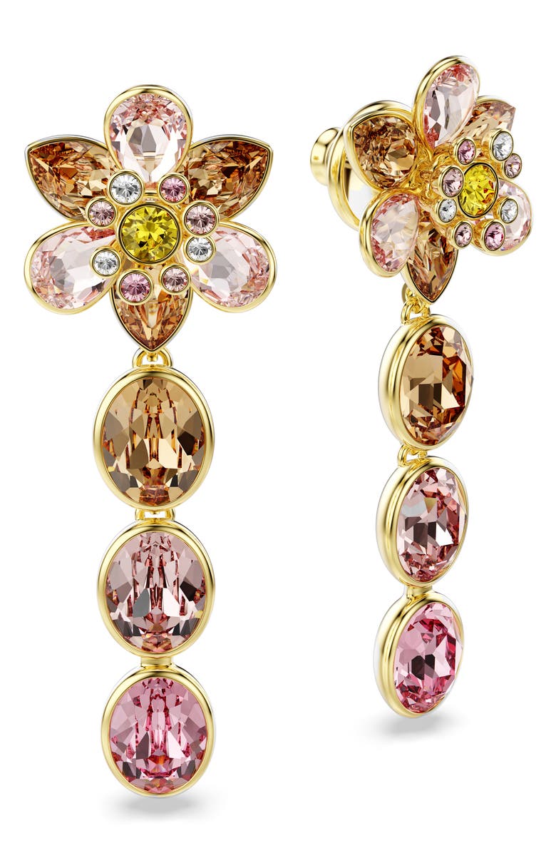 Swarovski Idyllia Flower Drop Earrings, Alternate, color, Gold/ Multi