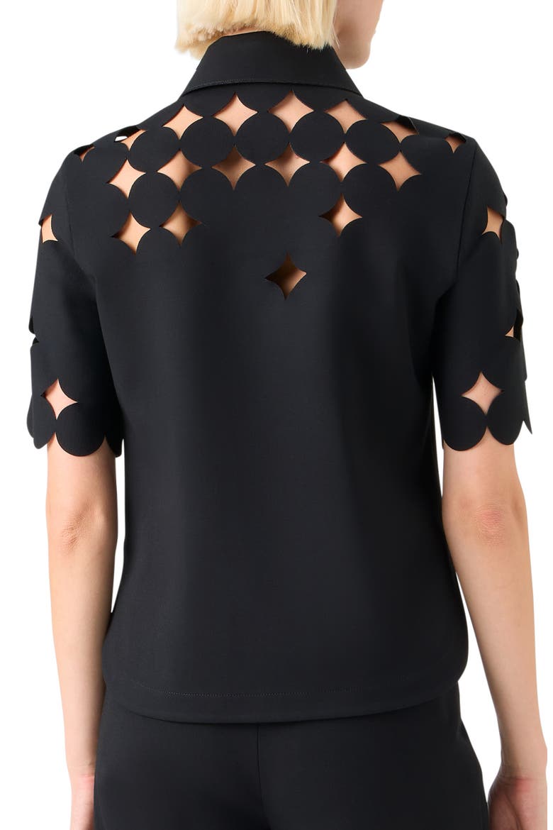 Dot Cutout Top, Alternate, color, BLACK