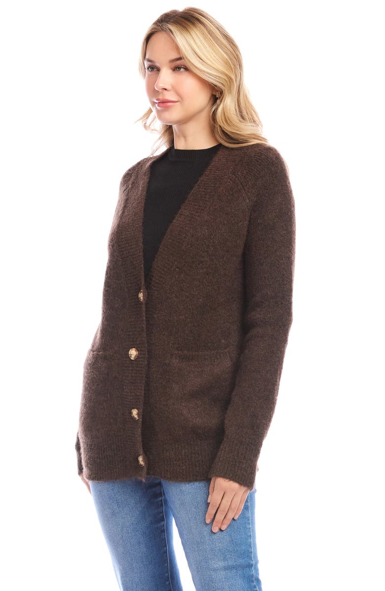 Karen Kane V-Neck Cardigan, Alternate, color, Chocolate