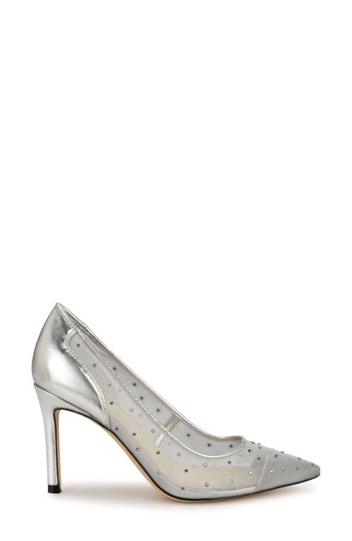 Nine West Exxtra Pointed Toe Pump In Silver Mesh