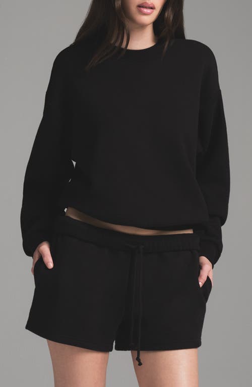 Skims Cotton Fleece Classic Crewneck Sweatshirt In Onyx