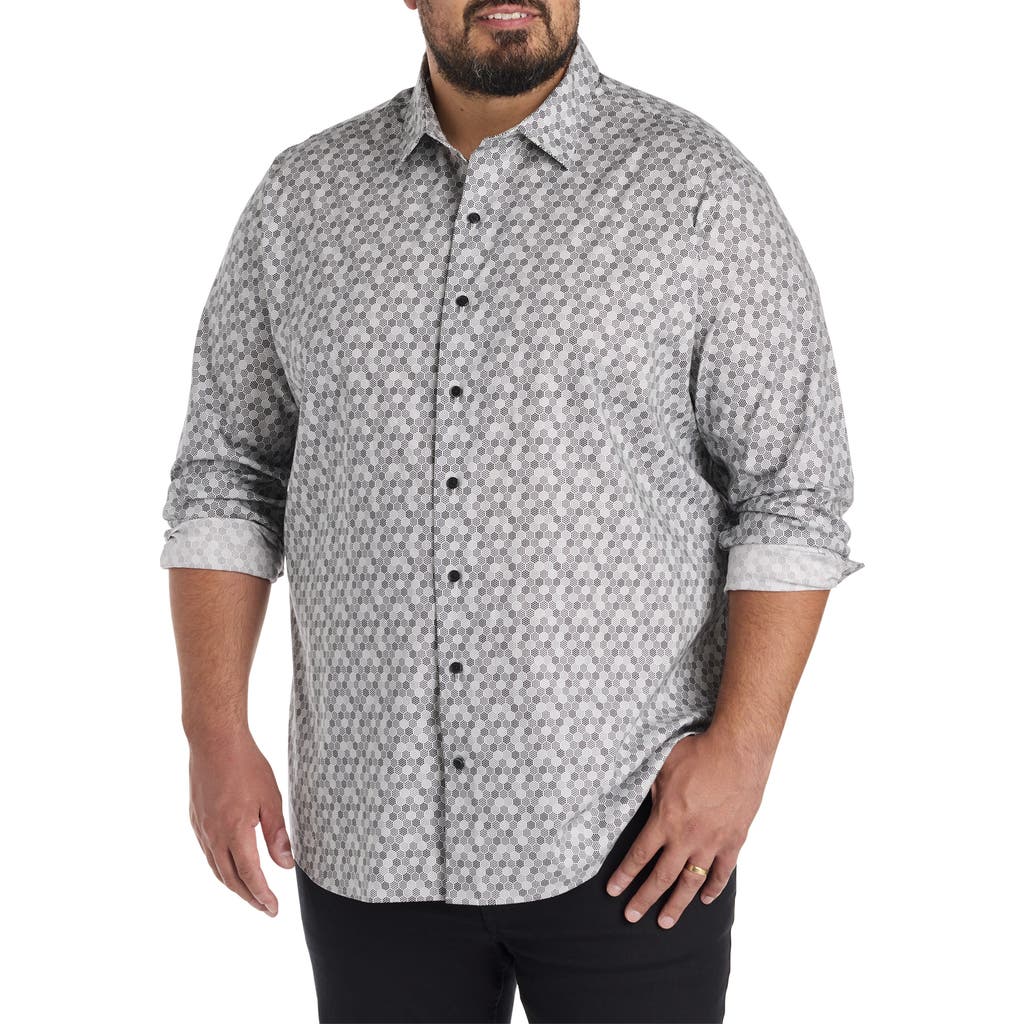 Synrgy By Dxl Big & Tall Tonal Dotted Sport Shirt In Black