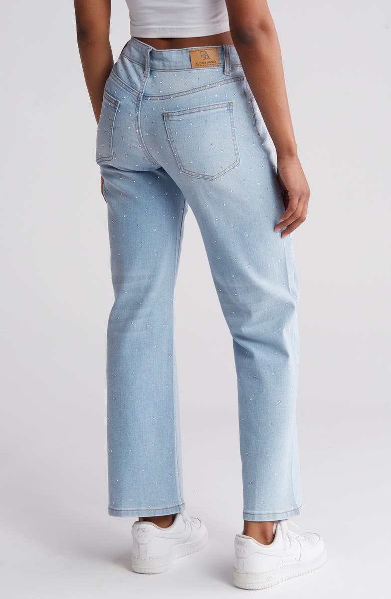 FLYING ANGEL Rhinestone High Waist Straight Leg Jeans, Alternate, color,