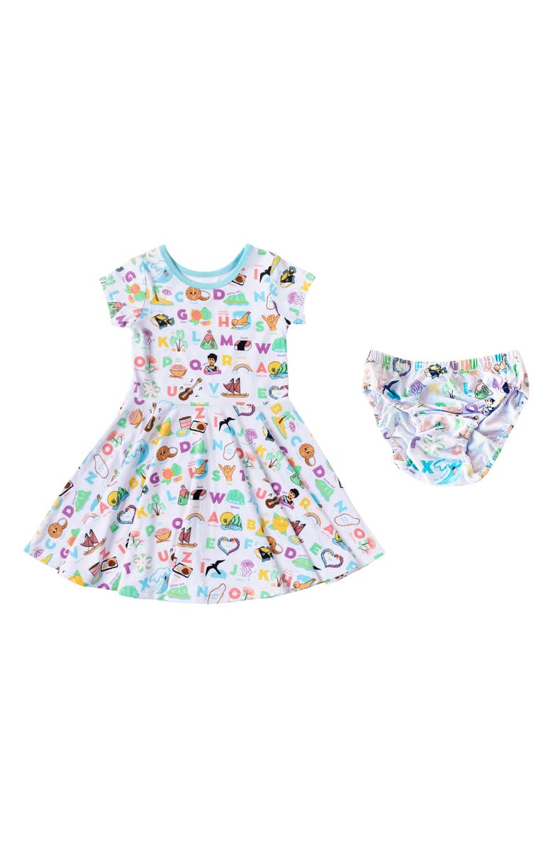 Coco Moon Kine ABCs T-Shirt Dress & Bloomers, Main, color,