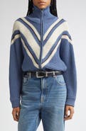 Golden Goose Journey Odilia Chevron Stripe Virgin Wool Zip Cardigan