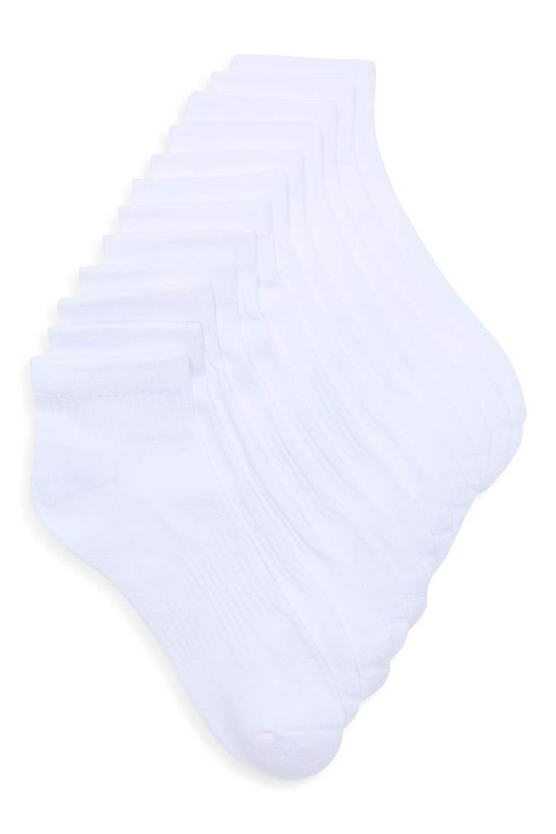6-Pack Athletic Quarter Socks, Main, color, WHITE