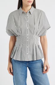 Vince Camuto Pleat Waist Dolman Shirt