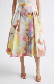 Christopher John Rogers Moonshine Pleated Midi Skirt