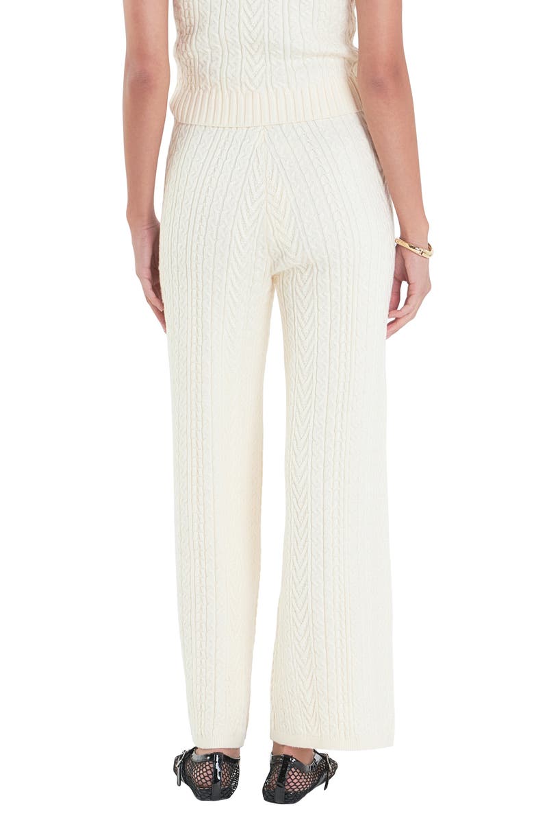 English Factory Tie Waist Cable Stitch Pants, Alternate, color, Ivory