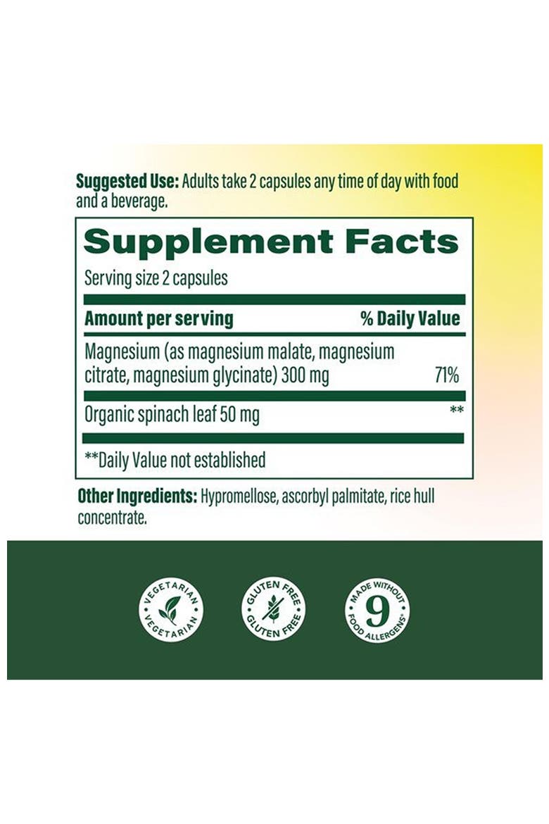 Magnesium 300mg with Magnesium Glycinate, Citrate & Malate, Vegetarian, 120 Capsules, Alternate, color, None