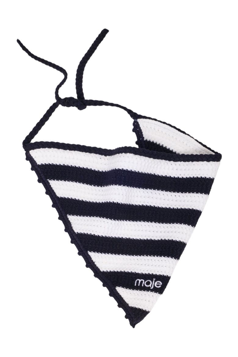 Striped knit triangle, Alternate, color, White/navy