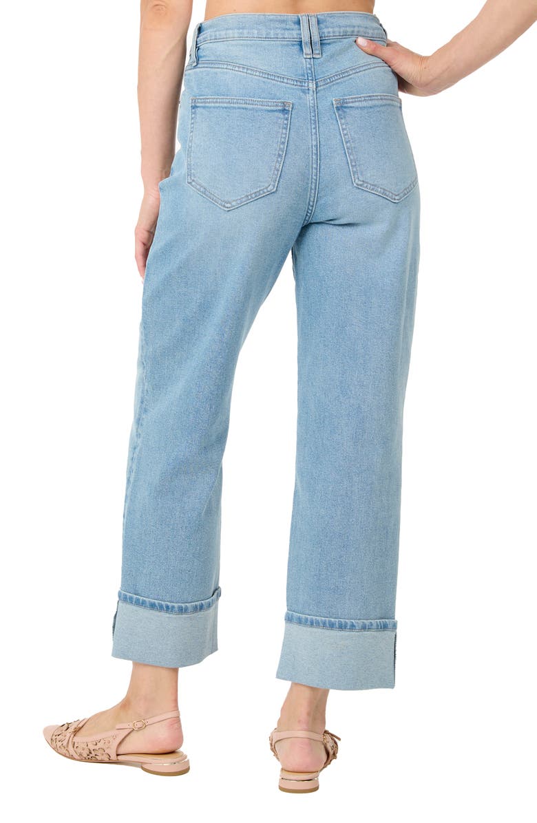 Nicole Miller High Waist Straight Leg Ankle Cuff Jeans, Alternate, color, Light Blue