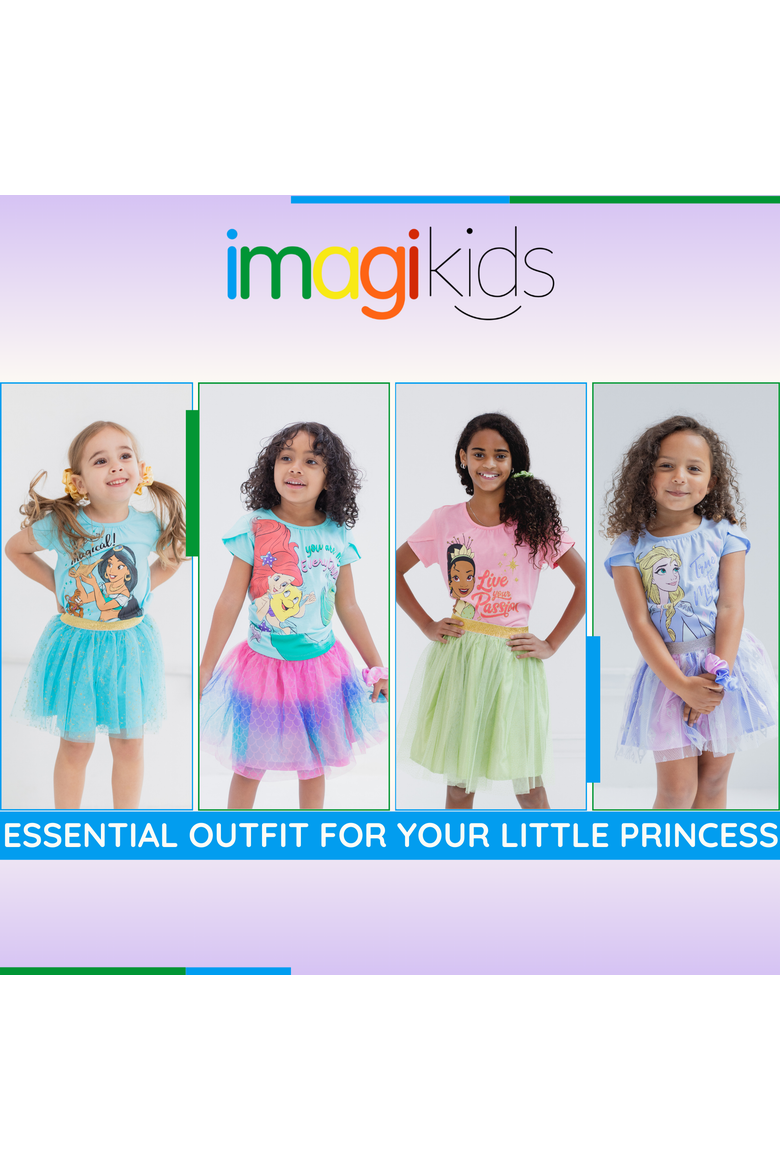 Frozen T-Shirt and Tutu Skirt Set with Scrunchie, Alternate, color, Aqua Ariel Flounder