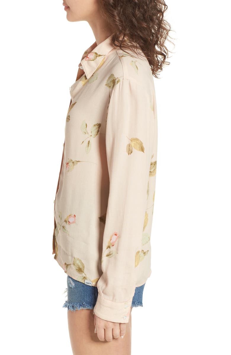 Obey Sinclair Floral Print Shirt, Alternate, color, 
