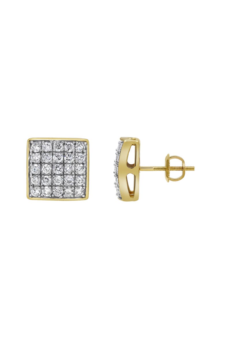 Block Beat 14K Yellow Gold Diamond Stud Earrings - 1ct., Alternate, color, 14K Yellow Gold