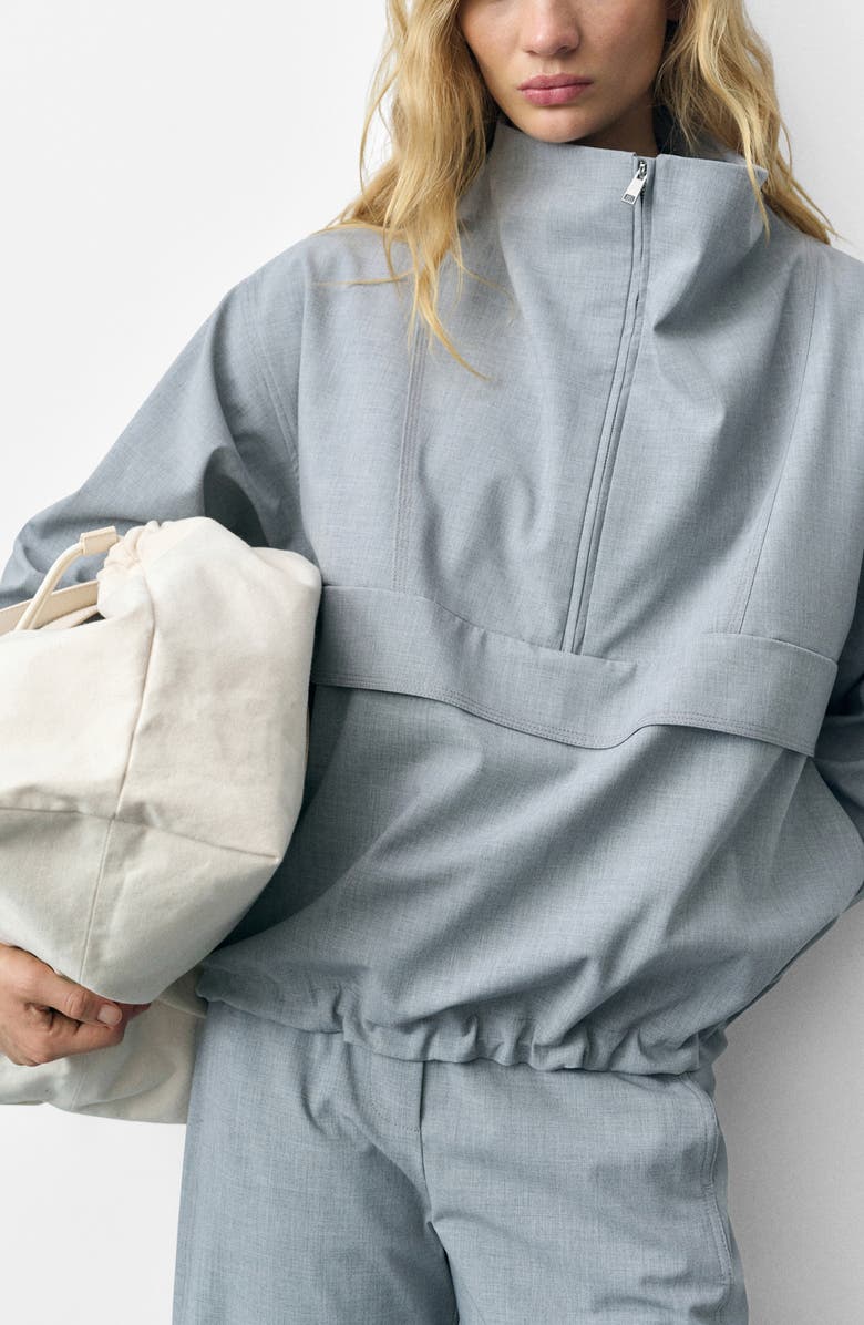 MANGO Barile Half-Zip Jacket, Alternate, color, Light/ Pastel Grey