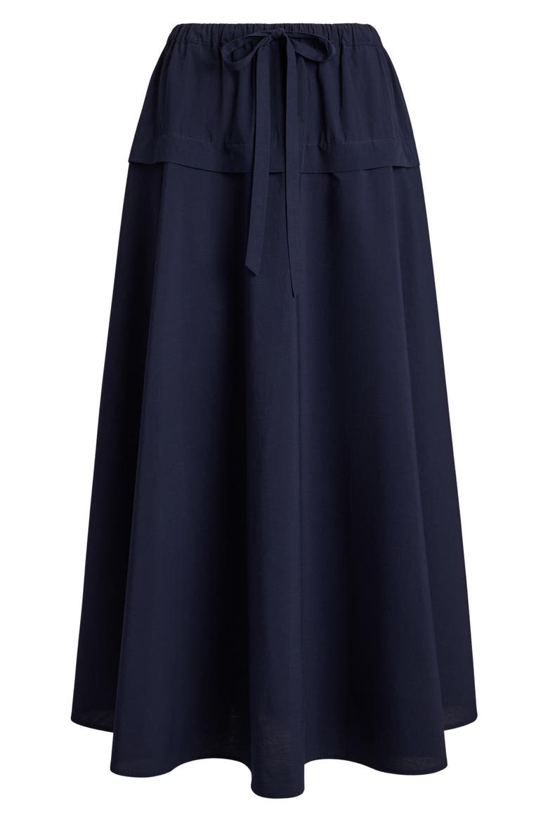Cotton Canvas A-Line Maxi Skirt, Alternate, color, HUNTER NAVY