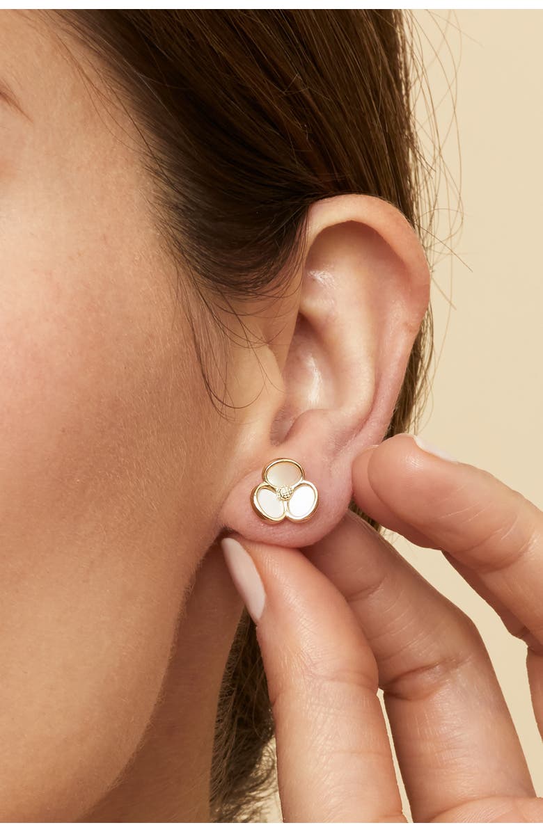 Oradina 14K Yellow Gold Petals of Pearl Studs, Alternate, color, Yellow Gold
