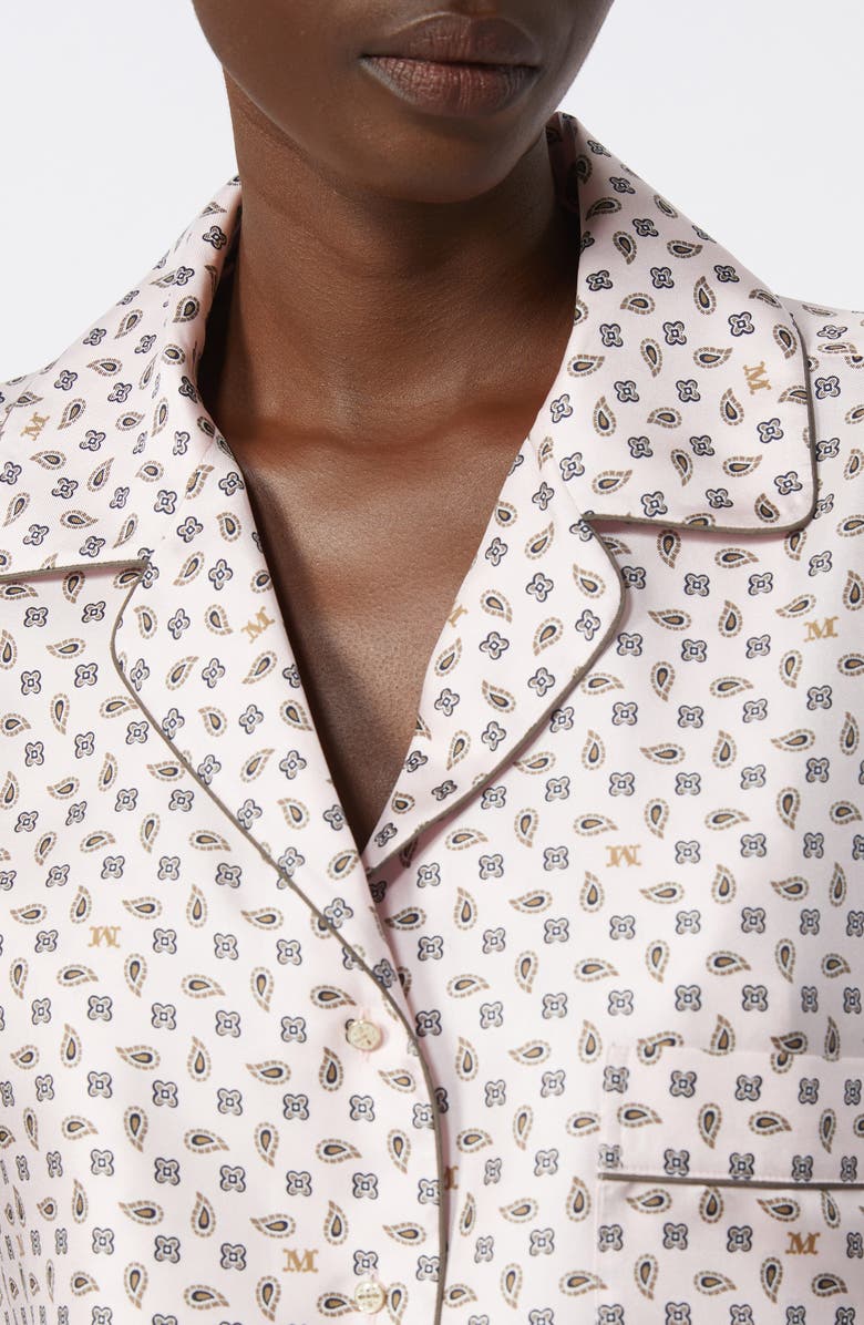 Max Mara Disco Monogram Paisley Pajama Shirt, Alternate, color, Pink