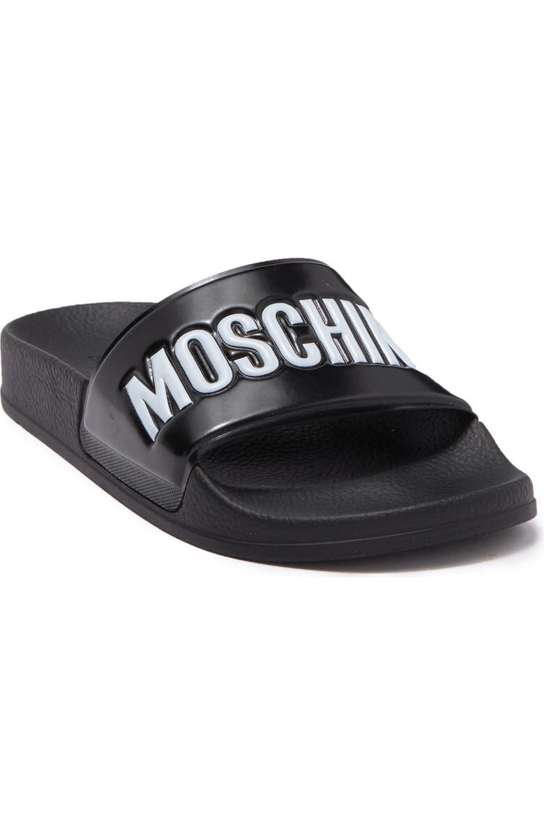 Moschino Logo Slide Sandal, Alternate, color,