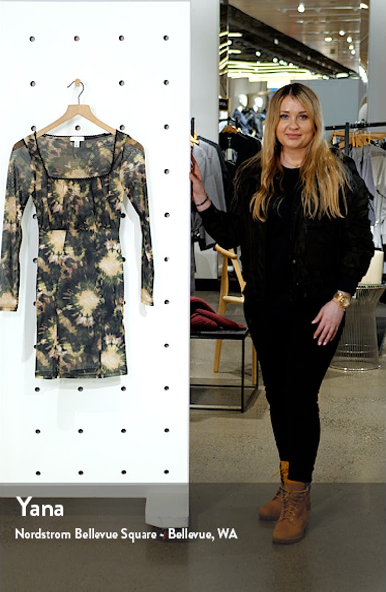 Tie Dye Long Sleeve Body-Con Mesh Dress, sales video thumbnail