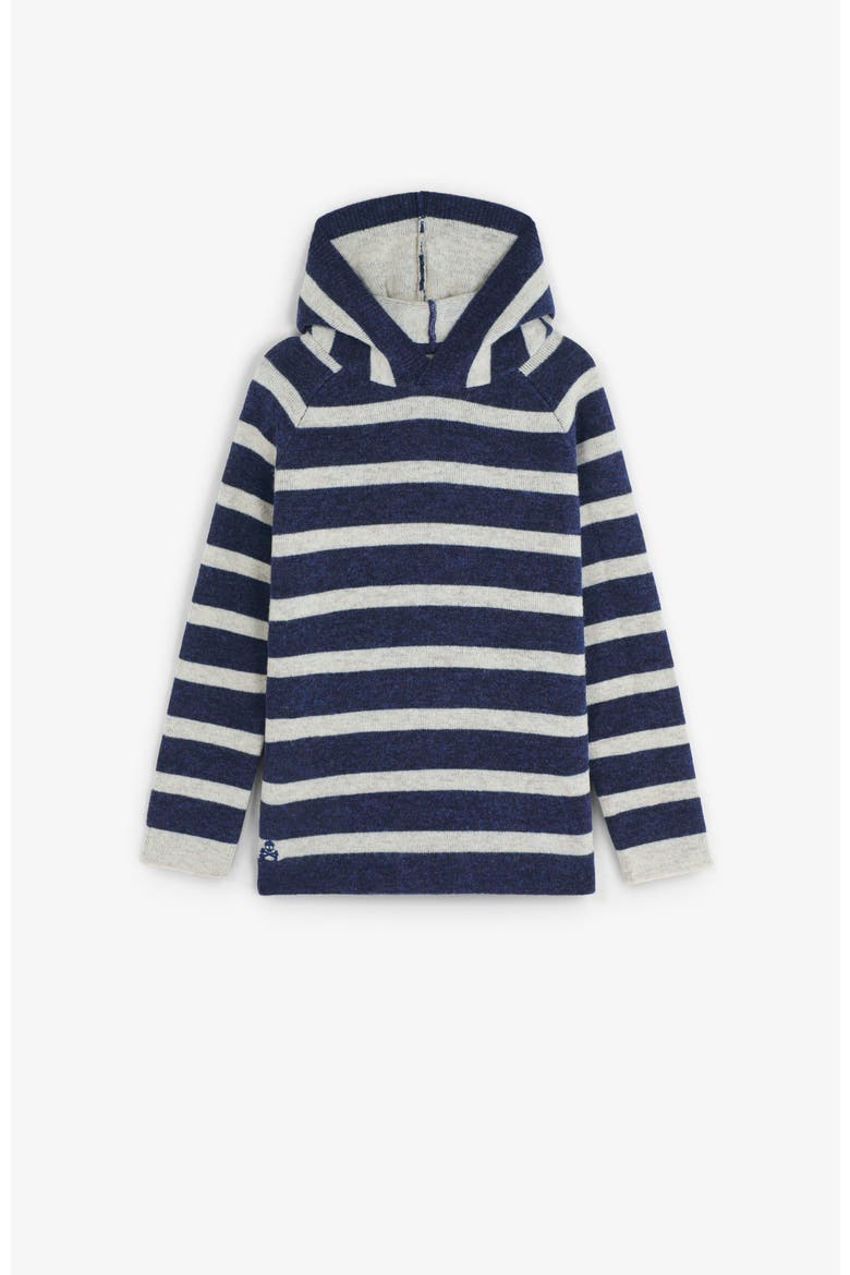 Stripes Hoodie Tricot Kids, Main, color, Navystripes
