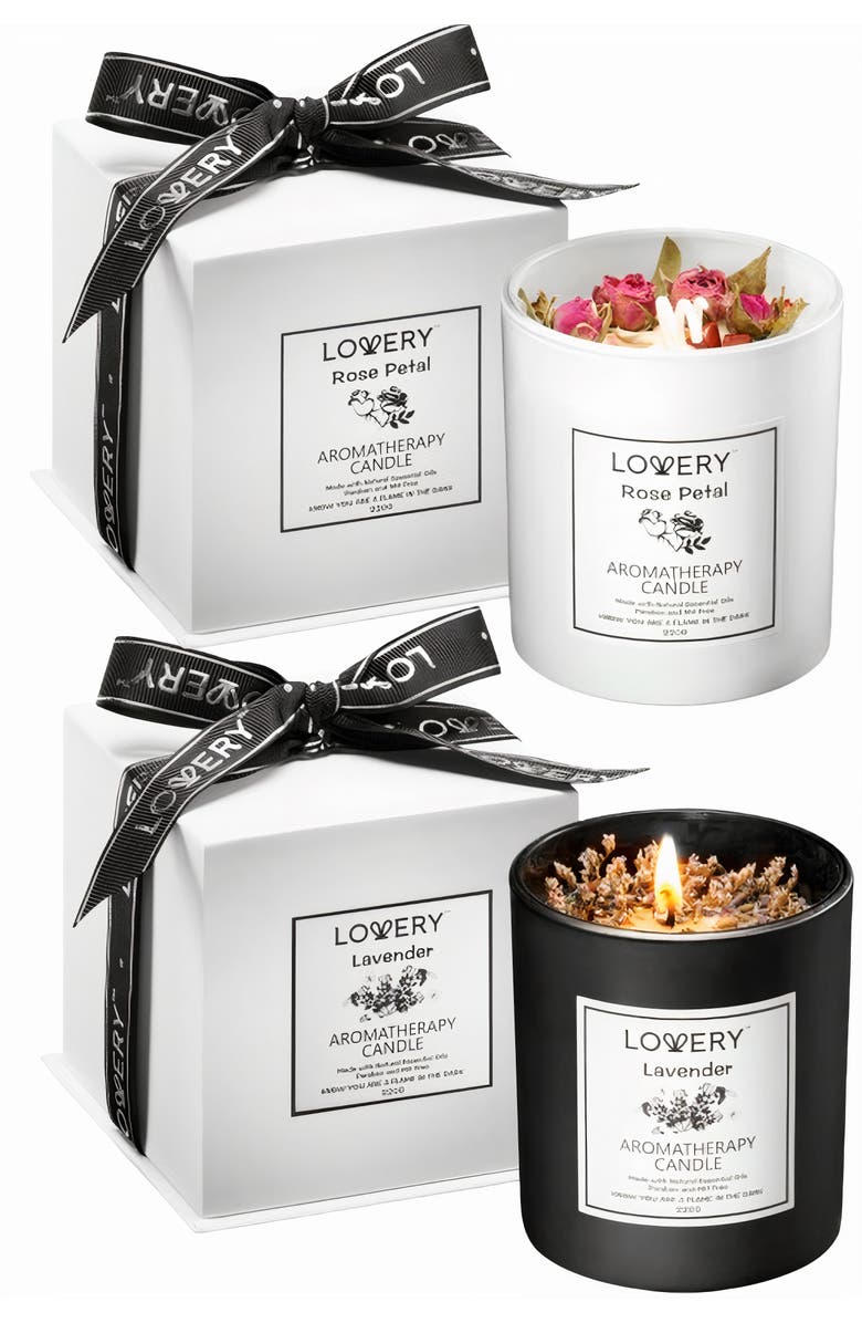 Lovery Aromatherapy Scented Soy Candle Duo, Main, color, White