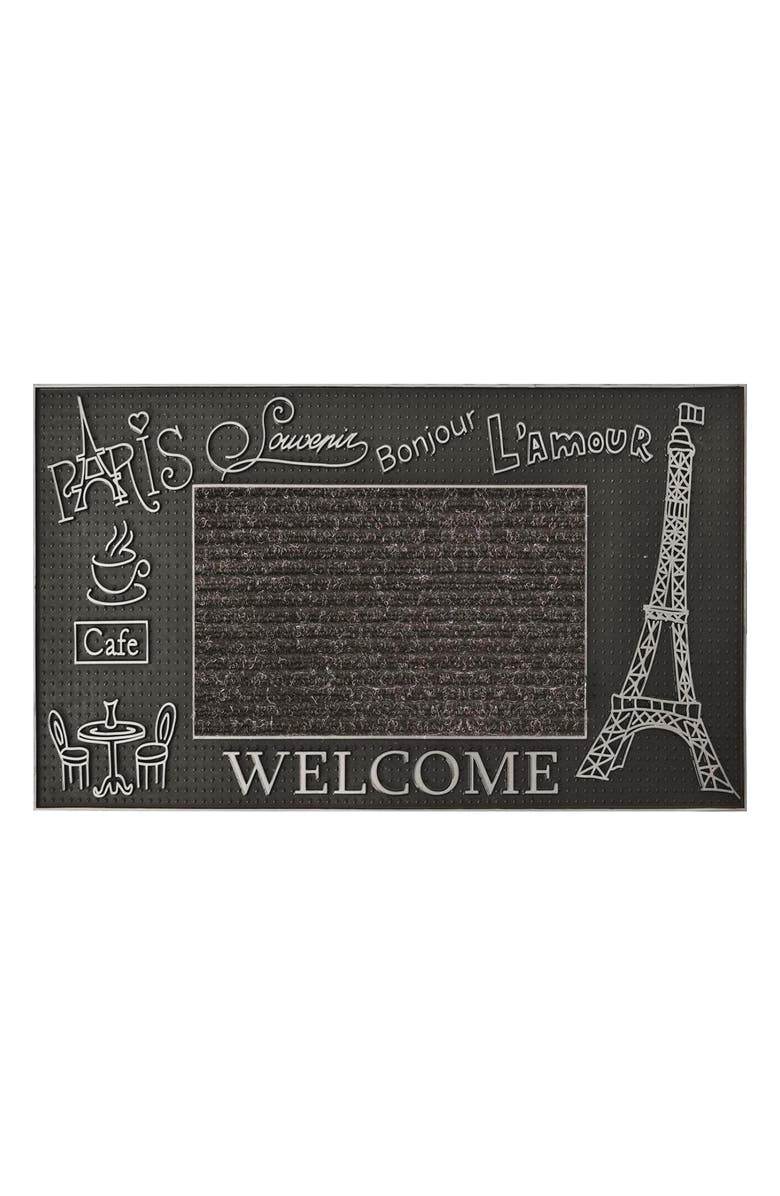 J AND V TEXTILES Welcome Outdoor Mat, Main, color, Paris Silver