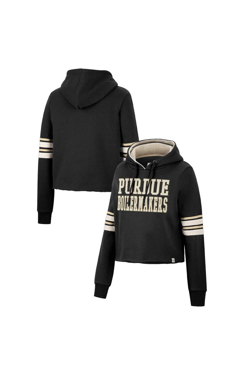COLOSSEUM Women's Colosseum Black Purdue Boilermakers Retro Cropped Pullover Hoodie, Alternate, color, 