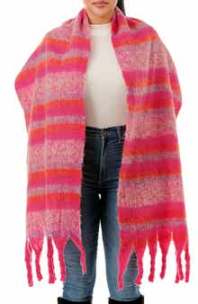 Stripe Woven Fringe Scarf