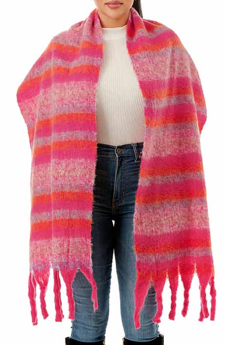 MARCUS ADLER Stripe Woven Fringe Scarf
