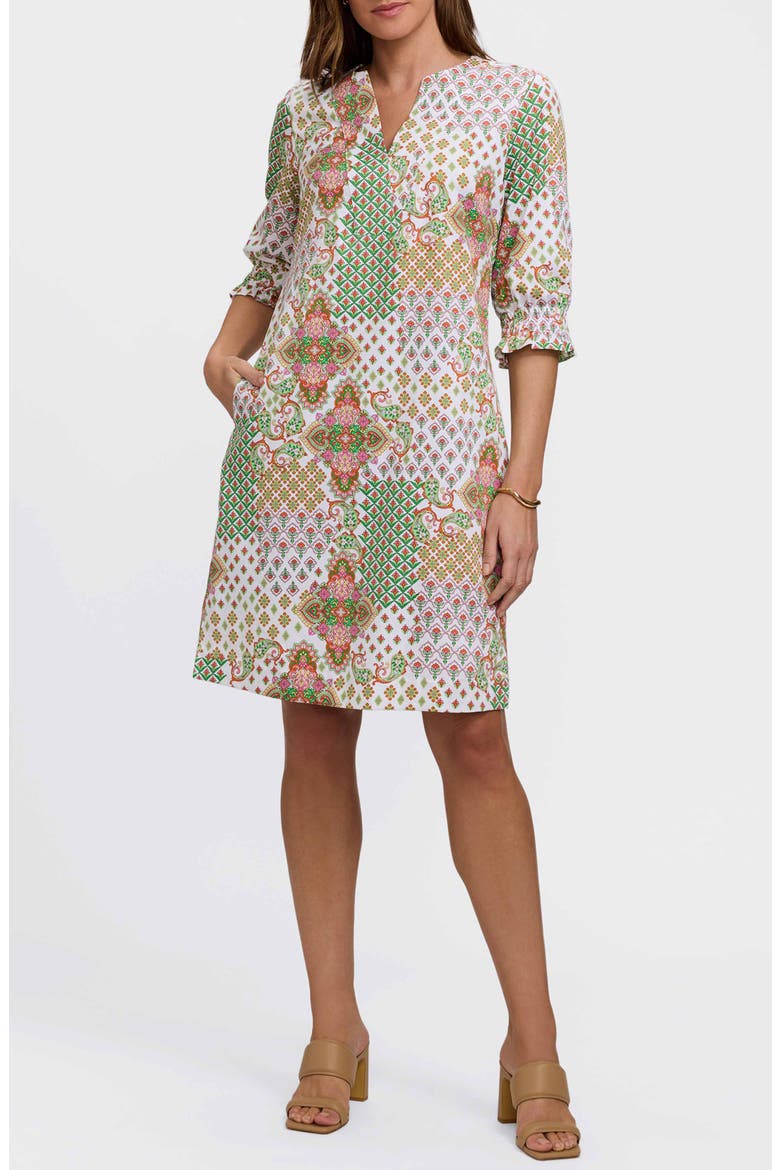 Alicia Patchwork Shift Dress, Main, color, GREEN MULTI