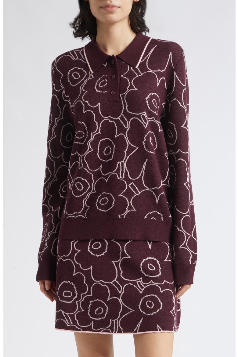 Unikko Wool Blend Polo Sweater, Main, color, WINE RED LIGHT PINK