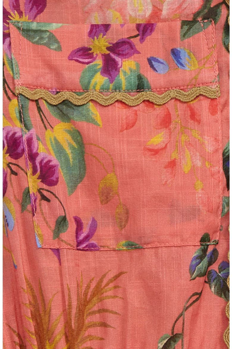 Kids' Tropicana Print Cotton Romper, Alternate, color, CORAL FLORAL
