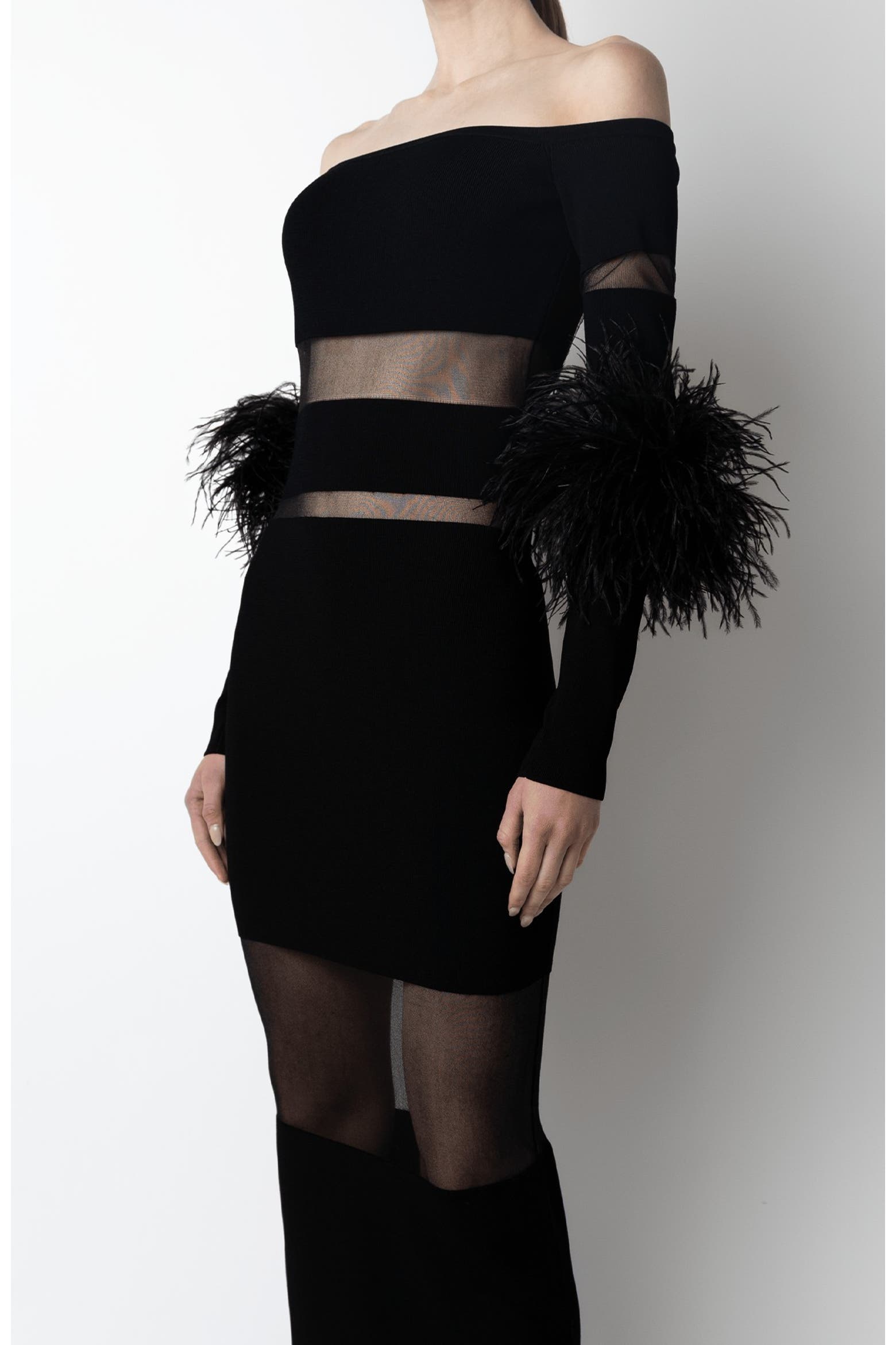 Matte Rack Cards LAPOINTE Matte Viscose Intarsia Dress With Feathers (Women) | Nordstrom