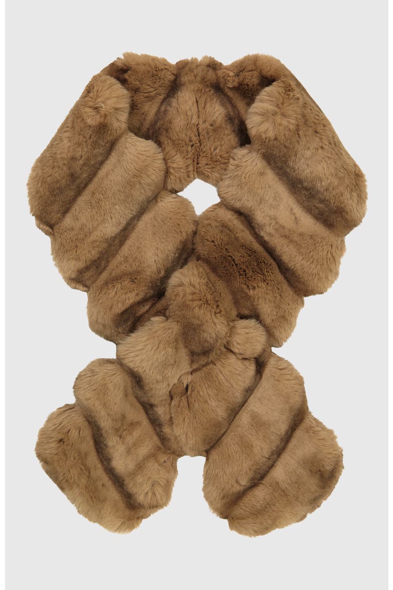 Fur-Free Chinchilla (Faux Fur) Pull-Through Scarf, Alternate, color, CAMEL CHINCH