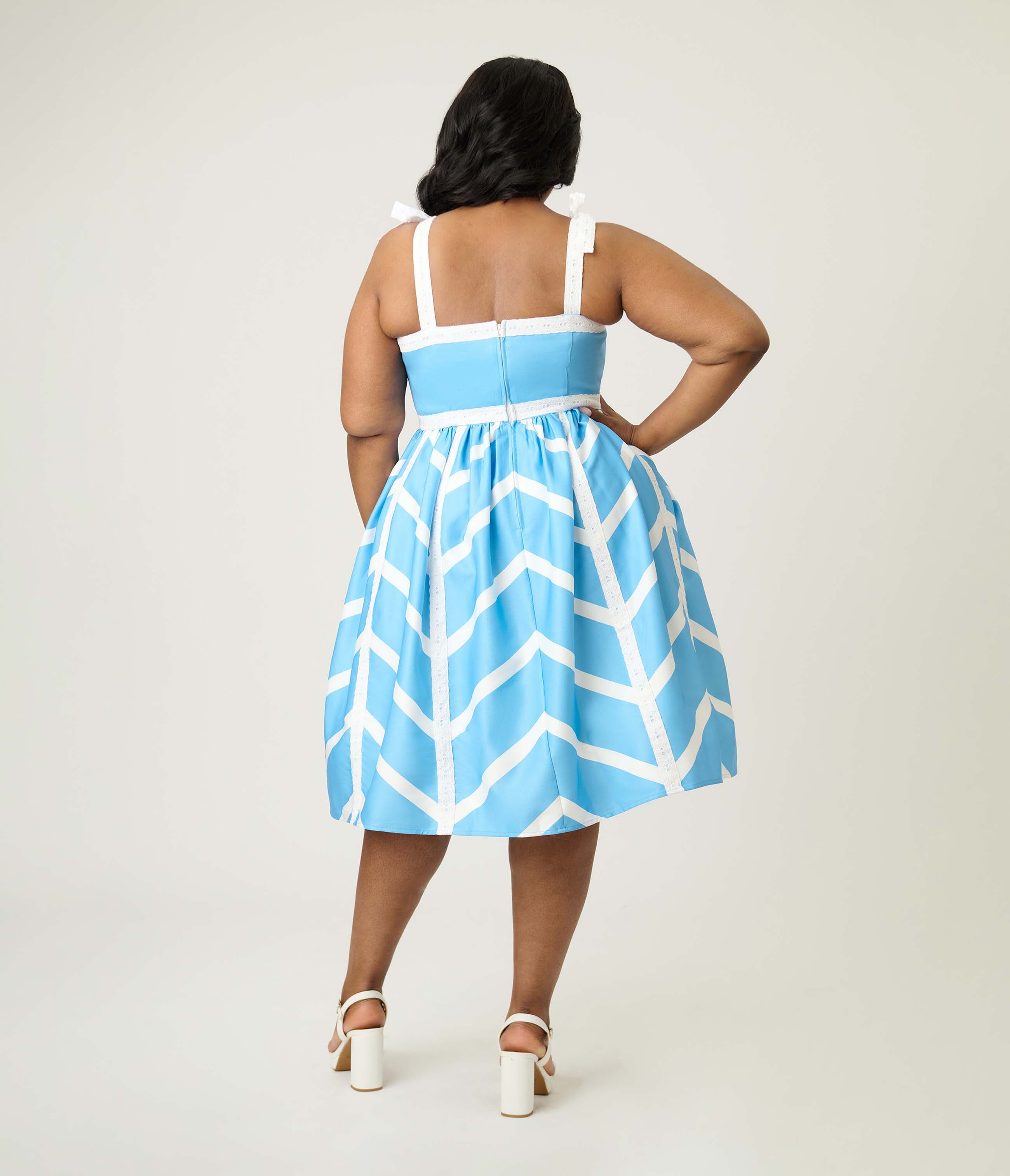 Plus Size Chevron Eyelet Swing Dress - image 2