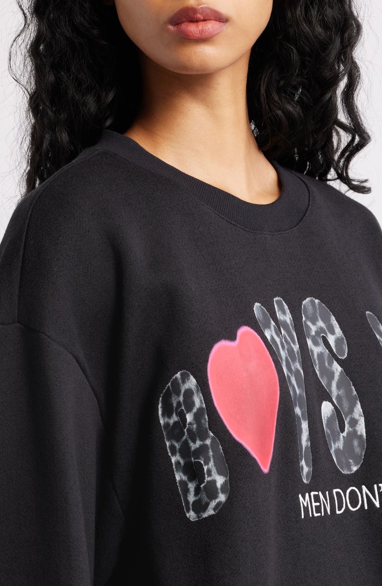 BOYS LIE Caitlyn Coded Logo Crewneck Sweatshirt, Alternate, color, Black