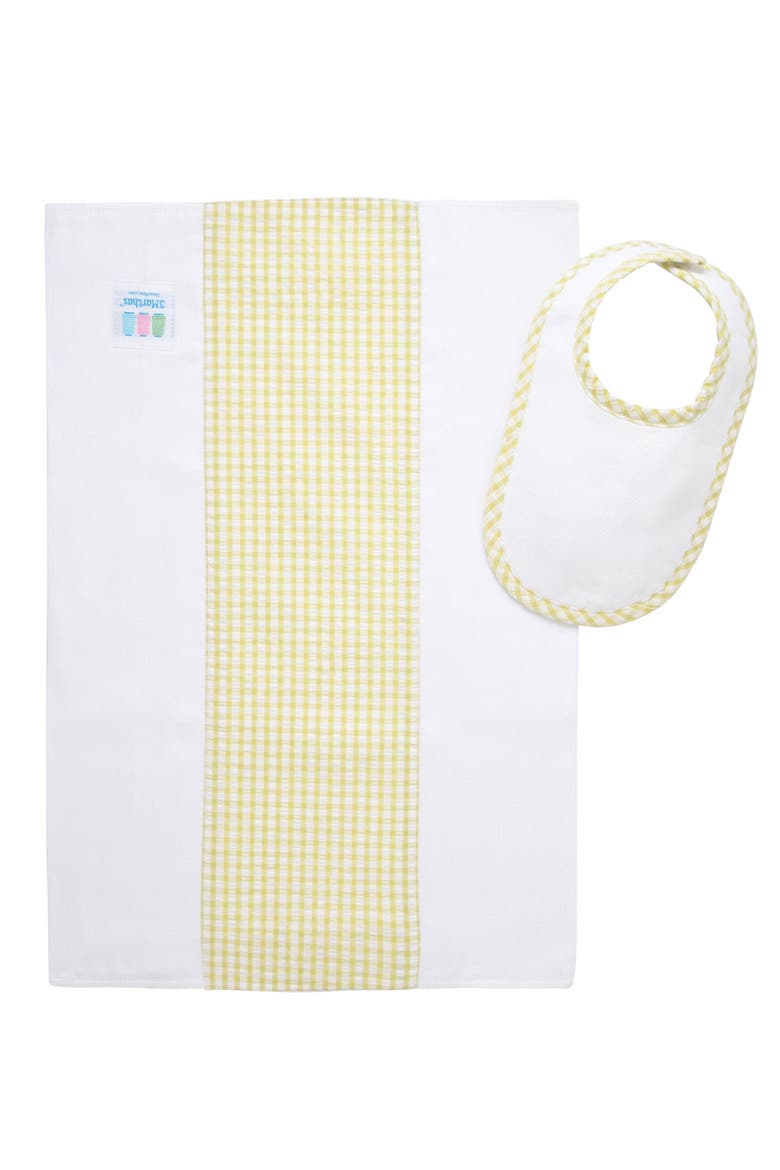 Big Check Drooler Bib & Burp Set, Alternate, color, Green