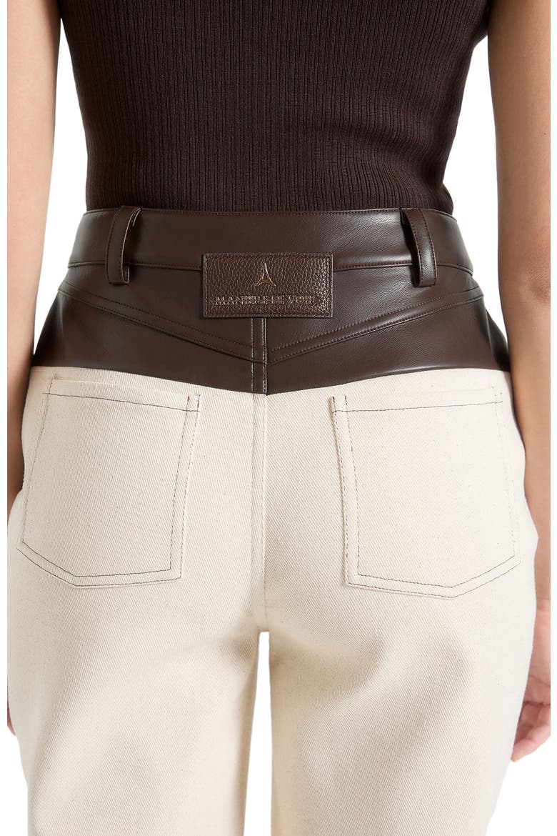 Renee Leather & Denim Straight Leg Jeans, Alternate, color, Cream/Brown