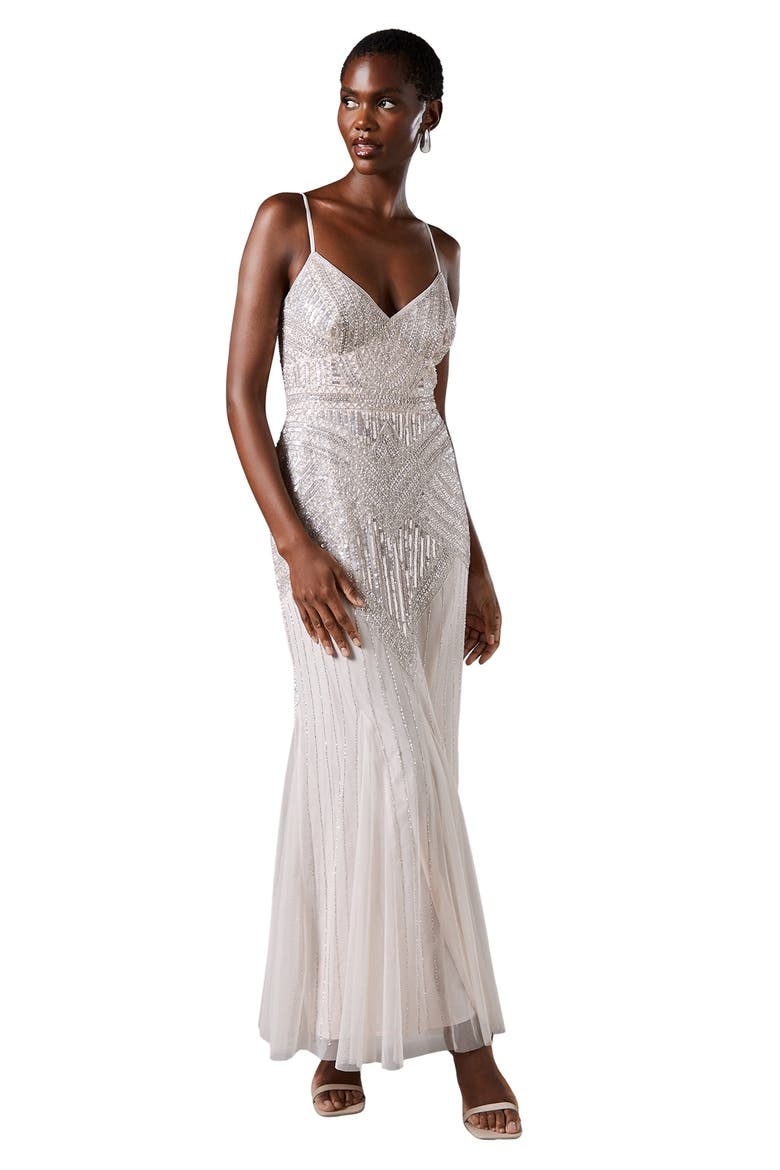 Deco Embellished Cami Maxi Dress, Main, color, Neutral