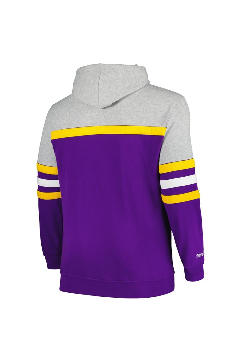 Men's Mitchell & Ness  Heather Gray/Purple Minnesota Vikings Big & Tall Head Coach Pullover Hoodie, Alternate, color, Heather Gray