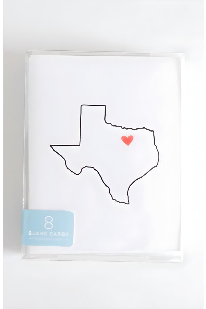 Texas Boxed Set of 8 Cards, Alternate, color, White With Coral Heart