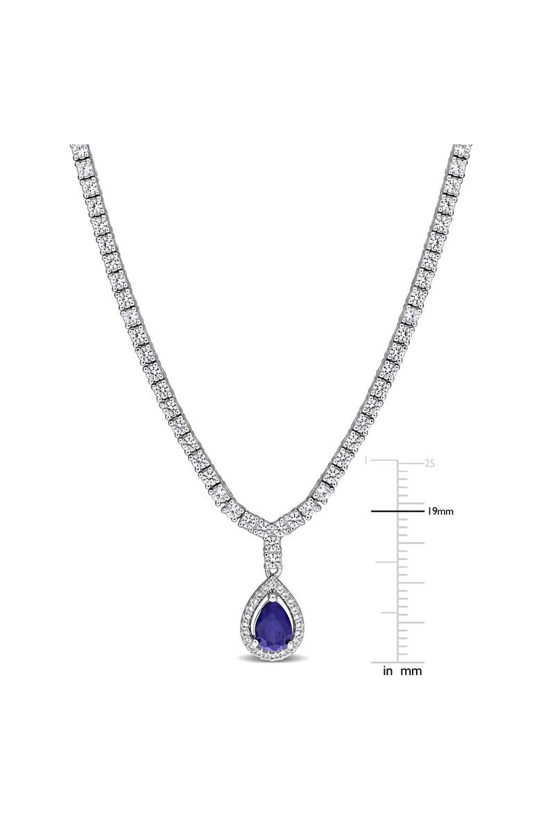 DELMAR Pear Cut Lab Created Blue Sapphire Pendant Necklace, Alternate, color, Blue