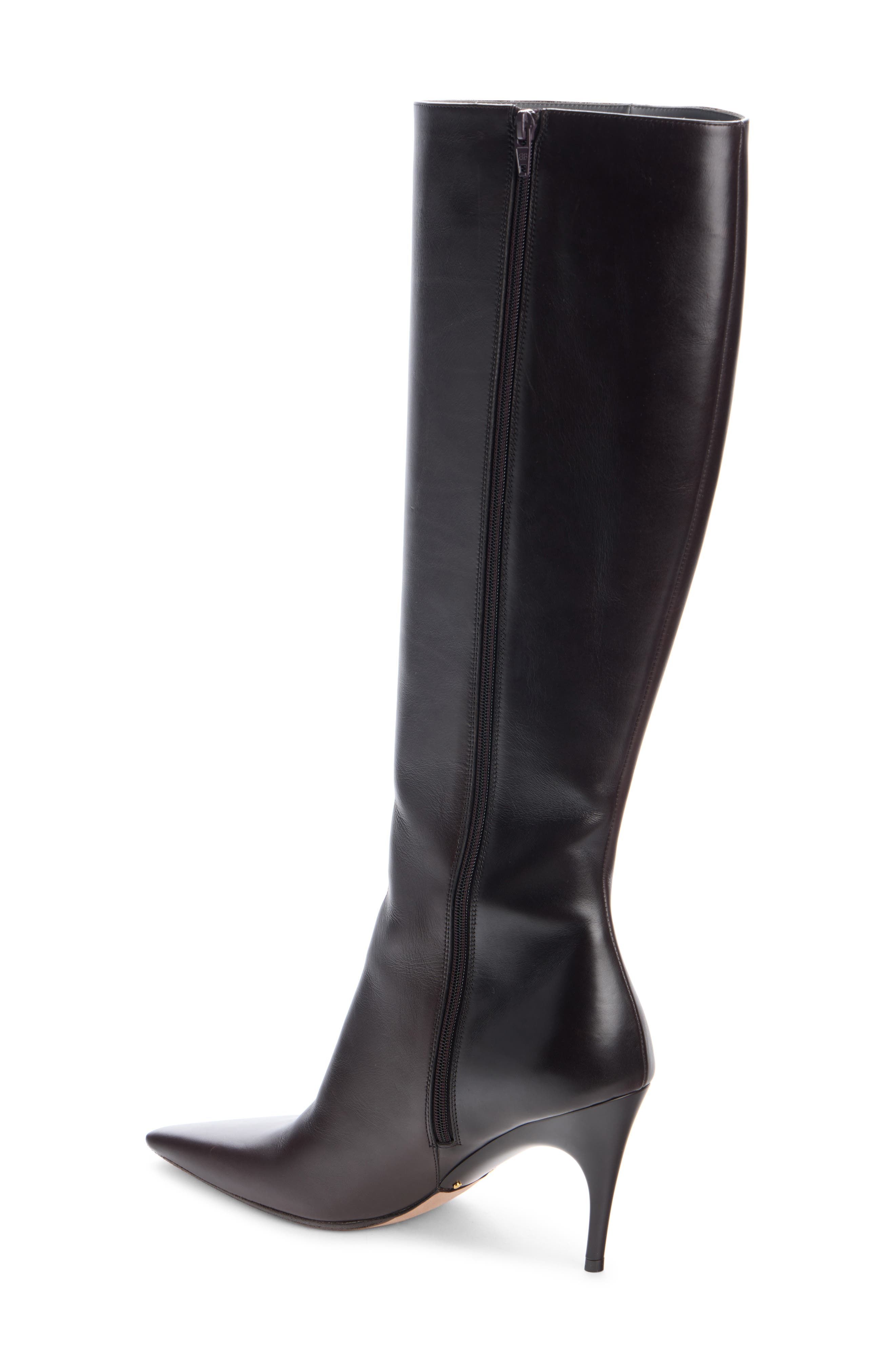 Duchesse Leather Knee High Boot, Alternate, color, 2628 DARK BROWN/ GOLD