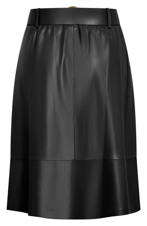 City Chic Untamed Belted Faux Leather Skirt In Black